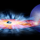 Artist’s concept of a black hole accreting matter from a star.